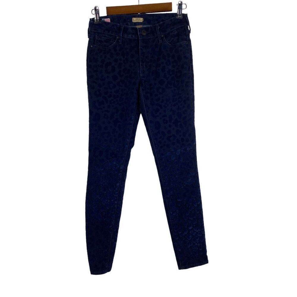 True Religion Halle Super Skinny Jeans Black & Blue flocked leopard size 25